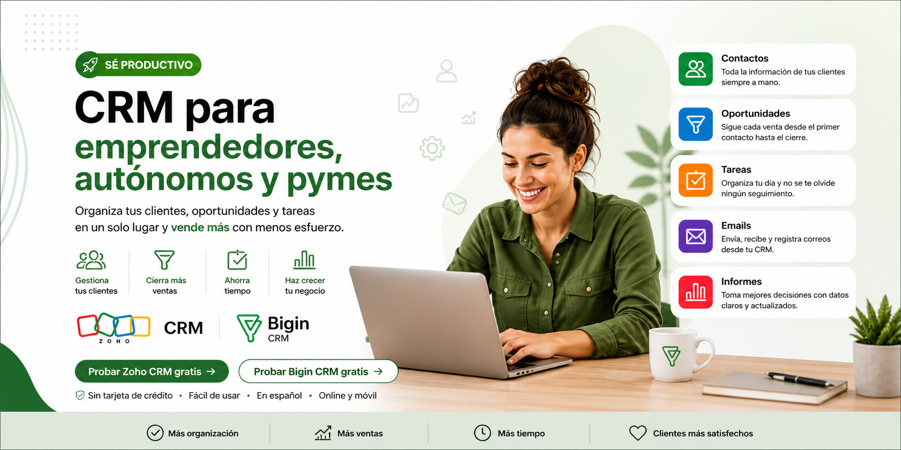 CRM para autónomos y pymes con Zoho CRM y Bigin CRM