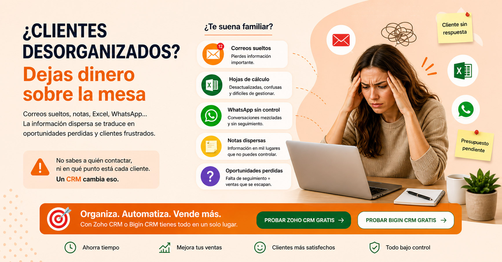 CRM para evitar clientes desorganizados y oportunidades perdidas